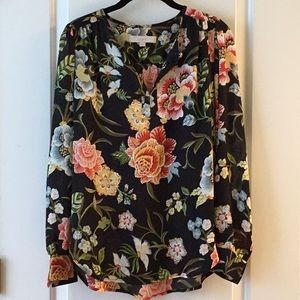 Loft black floral blouse